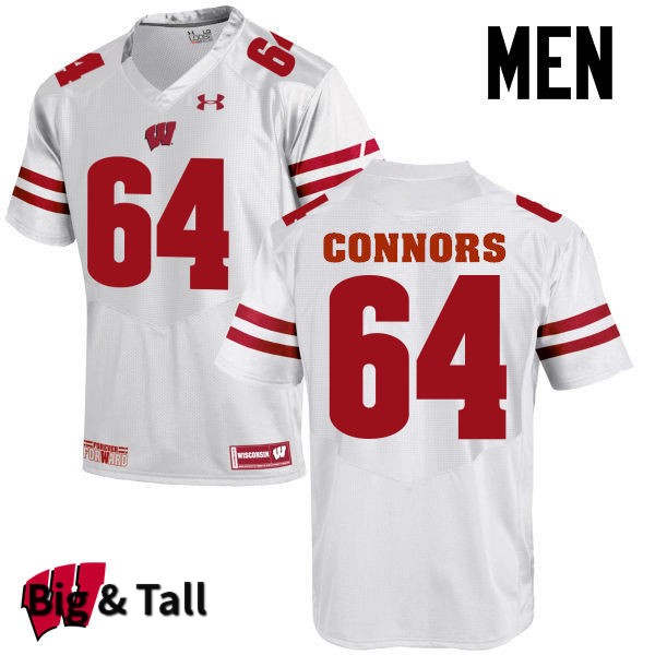 Wisconsin Badgers Men's #64 Brett Connors NCAA Under Armour Authentic White Big & Tall College Stitched Football Jersey LB40W07AS